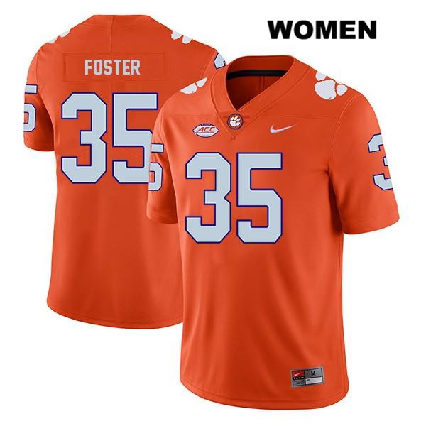 Women's Clemson Tigers #35 Justin Foster Stitched Orange Legend Authentic Nike NCAA College Football Jersey MCN7146SD